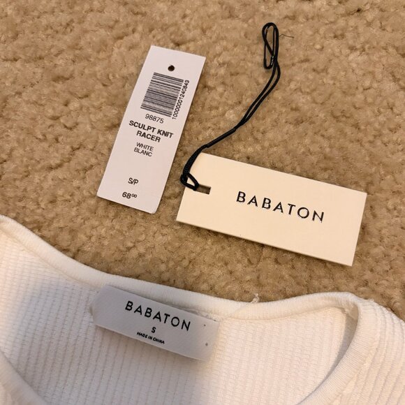 Babaton Sculpt Knit Tank Top Women‎ S White Ribbed Sleeveless Minimalist NWT - Picture 8 of 14